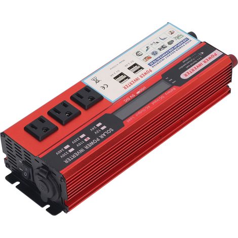 Onduleur de voiture à onde sinusoïdale modifiée 2000 W, 4 ports USB, 3 sorties, affichage numérique LCD (1/5)