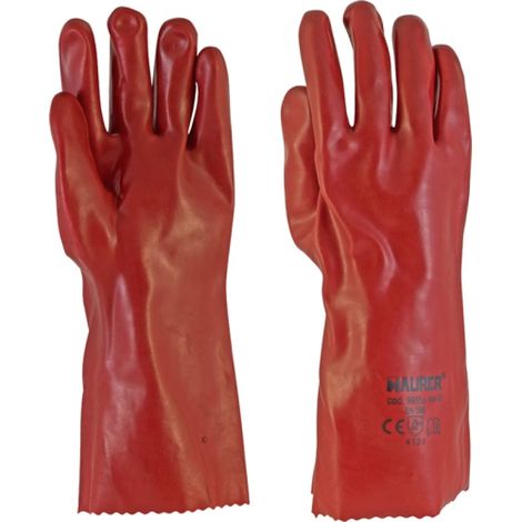GUANTI LAVORO PVC 100% "ROSSO" LUNGO 35CM TG.10" MAURER (1/3)
