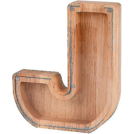 Spardose aus Holz in Form eines Schweins mit Buchstabenmotiv, Spardose für Kinder - J (1/5)