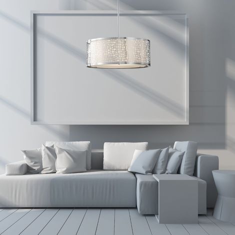 Elstead Joplin - Grand luminaire suspendu cylindrique à 3 ampoules au chrome, E27 (1/2)