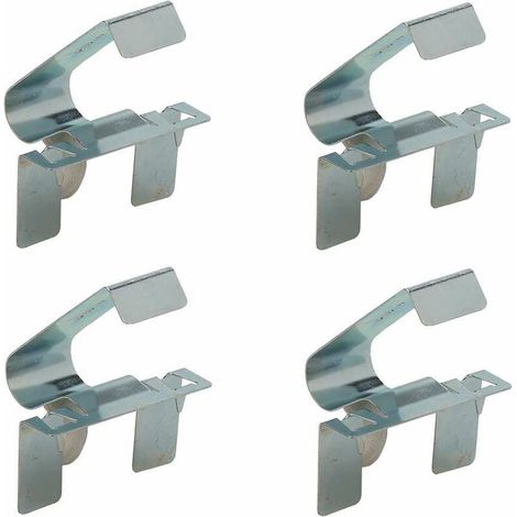 Set di 4 clip per battiscopa in acciaio cromato. Fissaggio a molla per battiscopa da 12 mm. Supporto robusto per mobili da cucina e bagno. (1/2)