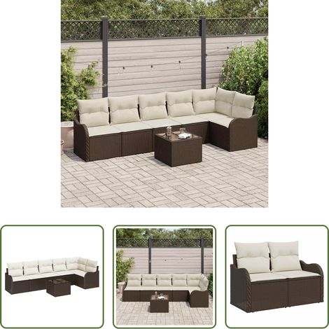 Poly-Rattan - Gartensofa-set Braun Poly-Rattan (1/5)