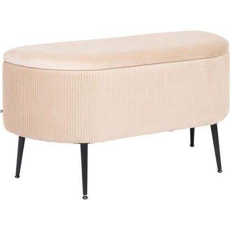 Banc Coffre en Velours "Solaro" 100cm Beige (1/5)