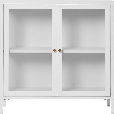 Buffet 2 portes vitrées 80x35x80 cm en métal blanc - KITY (1/5)