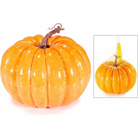 Citrouilles artificielles décoratives pour vitrines d'automne et décors d'Halloween, lot de 2, diam. 20 cm x H. 17,5
