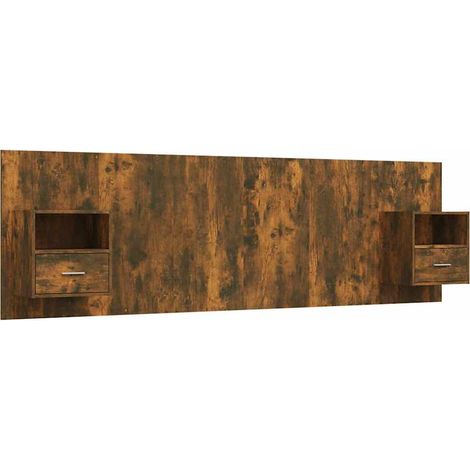 Maison Exclusive - Testiera Letto con Comodini Rovere Fumo in Legno Multistrato (1/5)