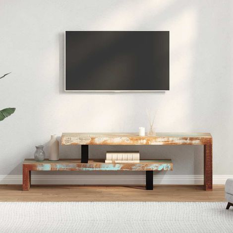 Meuble TV, Étagère TV, Meuble de Salon, Bois de récupération massif OIB1594E (1/2)
