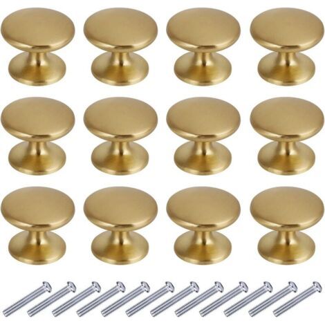 (12 Stück, goldfarben), 27 mm, runde Türknöpfe, Schubladenknöpfe, 27 mm Möbelgriffe für Schrank, Kleiderschrank, Küche (1/4)