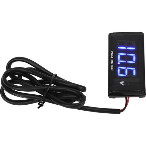 Voltmètre Moto LCD Universel Ultra Fin Étanche avec Support Gauche DC12V Bleu (1/5)