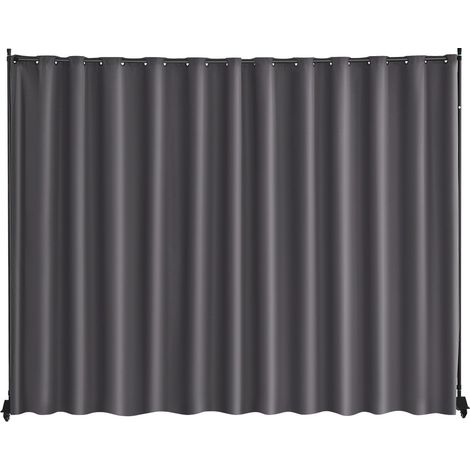 Cloison de séparation en tissu, séparateur de pièce portable avec roulettes, paravent de confidentialité autoportant intérieur pour bureau, chambre, salle à manger, maison, 308,5x245,5 cm, gris (1/5)
