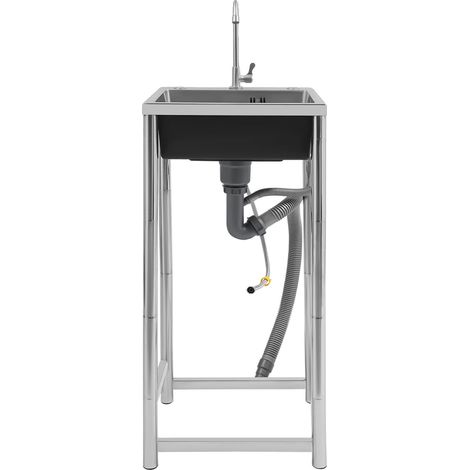 Évier utilitaire, construction en acier inoxydable, conception de drainage optimisée, Argent (1/2)