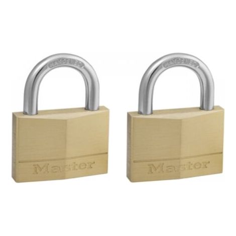 MASTER LOCK - 2 LUCCHETTI IN OTTONE MASSICCIO - ARCO ACCIAIO CEMENTATO - 50x25x7 MM