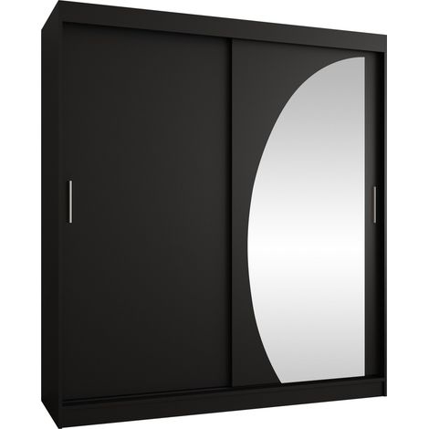 Armario Hartford 506, Negro, 200x180x62cm, Puertas de armario: Correderas, Número de estantes: 0