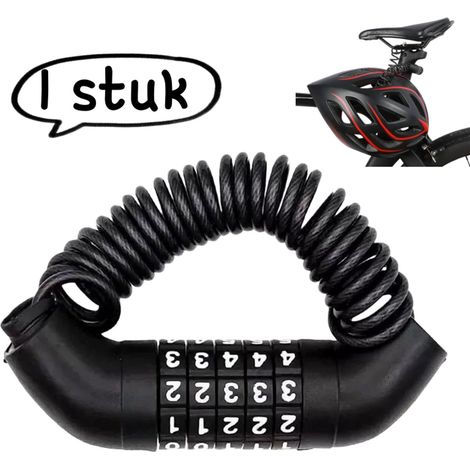 1 antivol à combinaison noir pour vélo casque et moto avec câble télescopique en acier et combinaison à cinq chiffres pratique pour sécuriser casque vélo et autres équipements lors des déplacements (1/5)