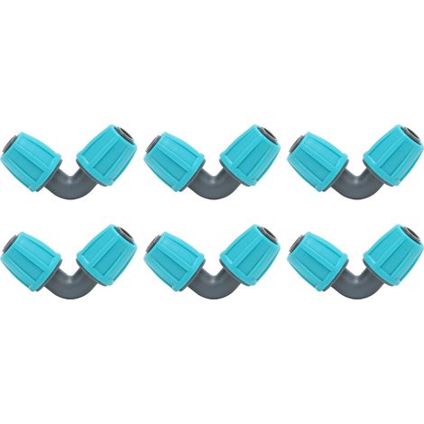 Packung mit 10 16-mm-Verschraubungen mit Widerhaken, 90°-PE-Winkelstücke, für Gartenschläuche, landwirtschaftliche Tropfbewässerungssysteme. (1/5)