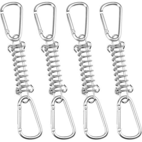 Boucle Ressort Tension Fixation Store - Voile D'ombrage Fixations Accessoires en Acier Inoxydable avec 4 Ressorts HéLicoïdaux 8 Mousquetons, 4 PCS (1/4)