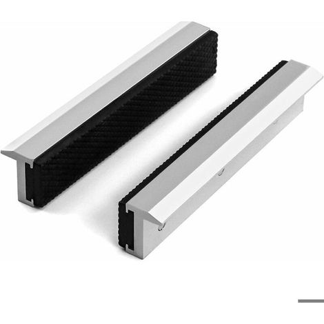 Mors de protection pour étau - PZCC - 150 mm - Nylon solide - Installation magnétique - Argent et noir - Travail du bois (1/4)