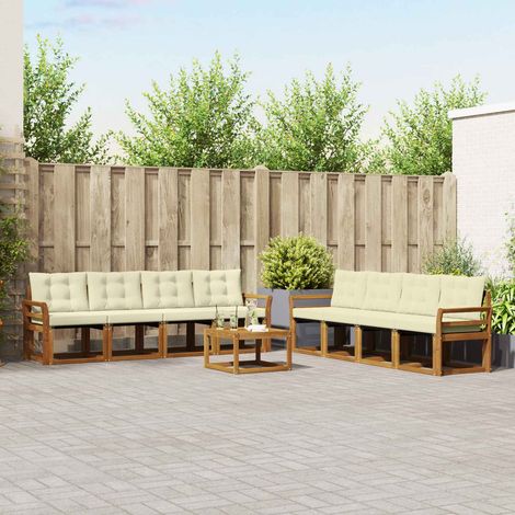 vidaXL Outdoor-Sofagarnitur mit Kissen 9 pcs Natur und Creme (1/5)