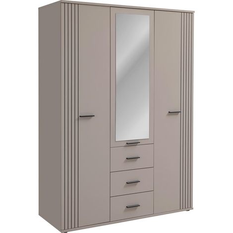 Armoire 3 Portes & 3 Tiroirs "Sigma" 135cm Gris (1/2)