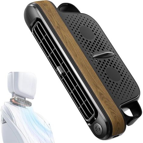 Autositzventilator mit USB-Anschluss Dual-Turbo-Funktion mit starkem Luftstrom Ventilator für Rücksitz Kopfstütze Tragbar mit 3 Geeignet für alle Holz (1/5)