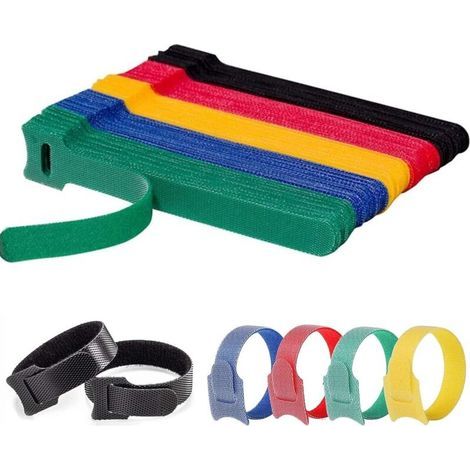 100 pcs Scratch Serre Cable Bande,Attache Câble,Sangle Réutilisable Câble Management Facile à Couper pour Attacher Les Câbles,Fils PC,Fils Électriques,couleur,150mmx12.5mm (1/5)