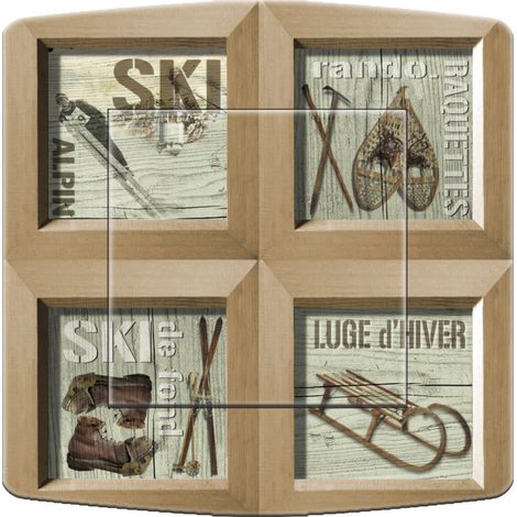 Interrupteur décoré objets ski
