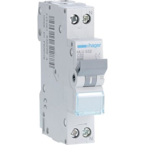 HAGER MLU532  Automático magnetotérmico ML curva-C 1P+N 32A