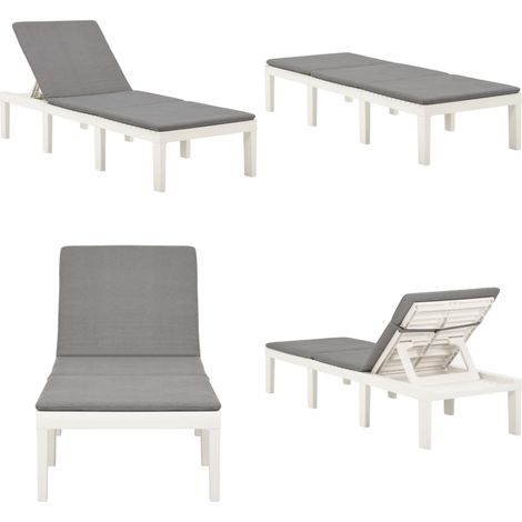 Sonnenliege mit Auflage Kunststoff Weiß - Sonnenliege - Gartenliege - Liege - Outdoor Möbel - Pool Accessoire - Home & Living (1/5)