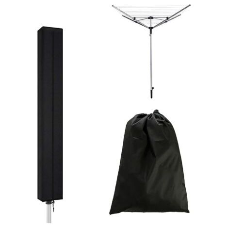 Sollbry Housse de Protection pour Séchoir à Linge Rotatif 160 x 15 x 15 cm Housse Sechoir Parapluie Imperméable Housse Parapluie Sechoir Oxford avec Fermeture éclair et Cordon de Serrage (Noir)