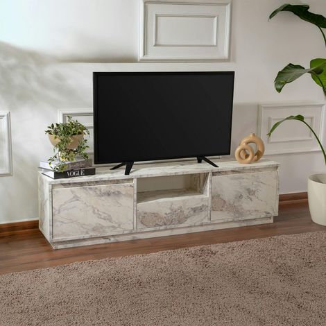 Meuble TV avec rangement - effet marbre MARFA (1/5)