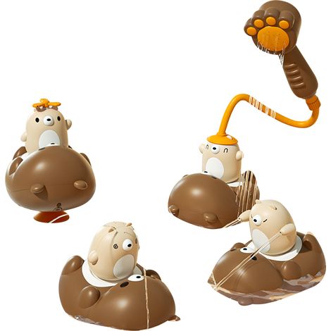 Jouet de bain électrique pour bébé, motif ours mignon, idéal pour la baignoire, la piscine et la salle de bain (haute configuration). (1/5)
