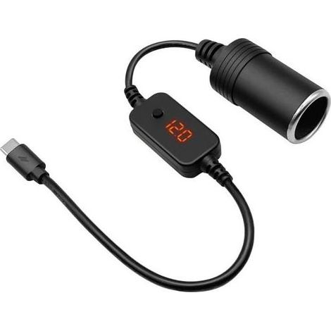 Adaptateur USB C mâle vers prise allume-cigare 12 V, câble convertisseur, tension réglable 5 V/9 V/12 V (1/5)