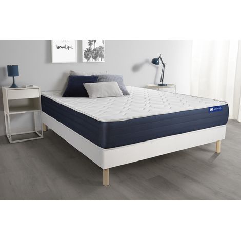 Ensemble matelas Latex et Mémoire de forme ACTILATEX SLEEP 160x200 5zones de confort + sommier KIT blanc (1/5)