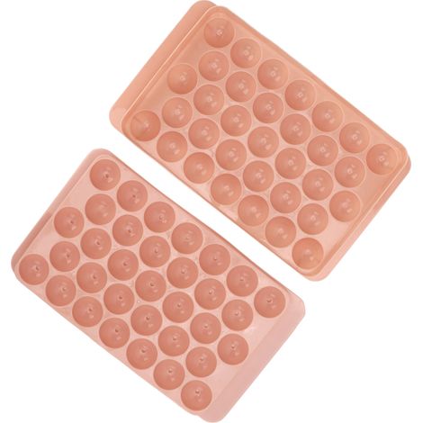 Moule à glaçons rond de bureau avec couvercle, moule à glaçons sphériques en plastique avec couvercle, 33 compartiments - rose (1/5)