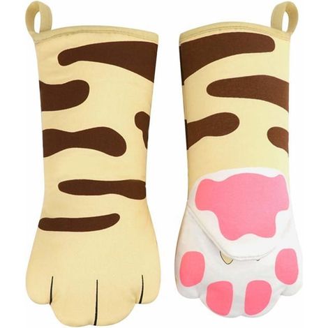 Gants de cuisine mignons en coton antidérapants et résistants à la chaleur avec motif de patte de chat - Gants de cuisine (1/5)