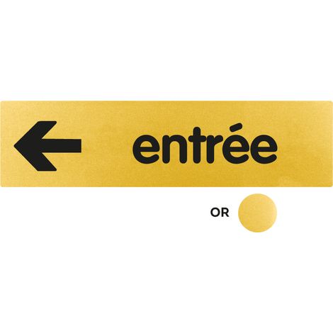 Plaque de porte Entrée flèche gauche - Classique or 170x45mm - 4490434