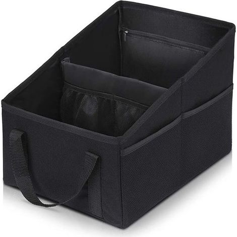 Organizador y bolsa de almacenamiento para coche，31 x 25 x 25 cm，Accesorio de lujo para coche con asas，Organizador de maletero impermeable，Negro (1/5)
