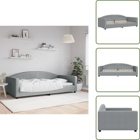 The Living Store Sofá cama sin colchón tela gris claro 100x200 cm - Sofá cama sin colchón