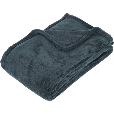 1 plaid in microfibra, blu tempesta, 130x180 cm, morbido e leggero, per divano o letto, arredamento contemporaneo (1/5)