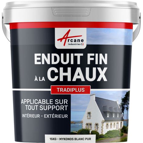 Arcane Industries – Enduit de façade à la chaux Tradiplus 15 kg – Application facile, microporeux, résistant aux UV – Pour murs intérieurs et extérieurs