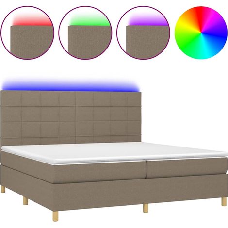 Maison Exclusive - Letto a Molle Materasso e LED tortora 200x200cm in Tessuto (1/5)