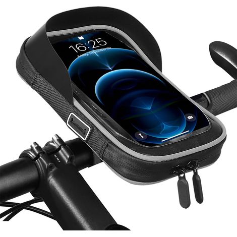Supporto per telefono da bici impermeabile per manubrio della bicicletta, girevole a 360°, borsa da manubrio per bicicletta impermeabile per smartphone sotto i 6,5 pollici. Supporto universale per tel
