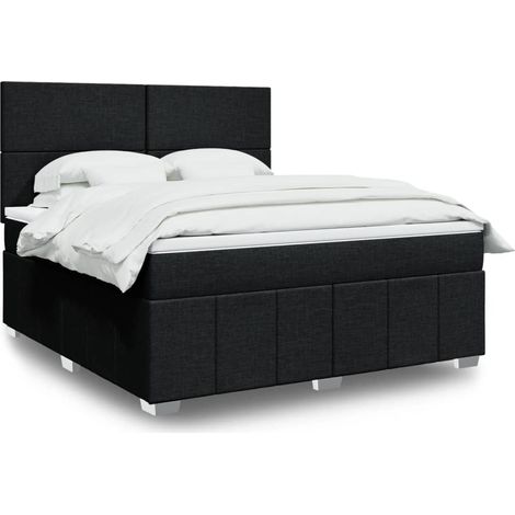 Boxspringbett mit Matratze Schwarz 180x200 cm Stoff