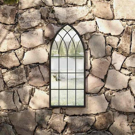 Miroir de jardin-Miroir décoratif-Miroir d'extérieur Noir 70x30 cm Fer pour utilisation extérieure 572805 (1/5)
