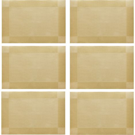 Lot de 6 sets de table en PVC lavables, coloris doré, protection de table élégante (1/3)