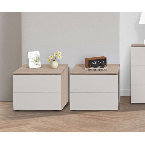 COPPIA COMODINI MOD. ALICE OLMO PERLA E BIANCO LARICE