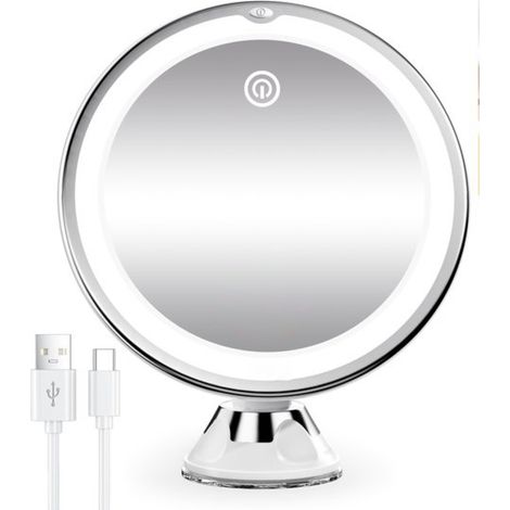 Miroir de Maquillage LED Grossissant x10 avec Ventouse - EINNENFFER - Éclairage Réglable à 360°, Rechargeable USB, Léger et Portable pour un Maquillage Parfait à Domicile ou en Voyage (1/5)