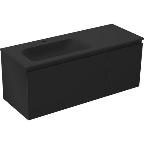 Mexen Orio Badezimmerschrank 120 cm mit Waschbecken Vela links, 1S, 1D, schwarz matt - 91A13-12047-3-BBFF71-W23L71 (1/5)