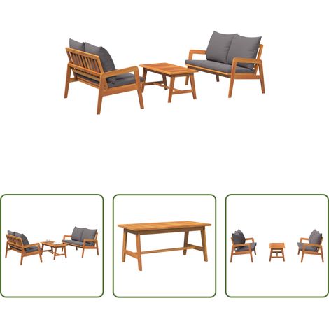 Gartenmöbel - Bistrogarnitur mit Kissen 3 pcs Braun Massivholz Akazie (1/5)