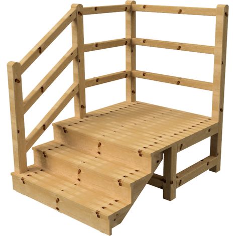 MILANO Außentreppe 3 geschlossene Stufen H54 cm - Podest L116 x B120 cm - Treppengeländer links - Podestgeländer links und hinten